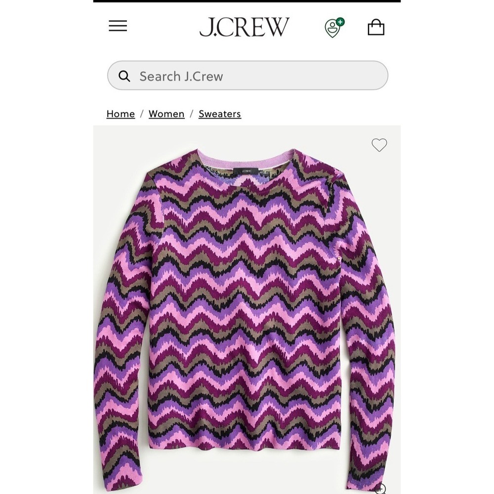 J.Crew Tippy Merino Wool Sweater Chevron‎ Purple Pullover Plus 2X Preppy